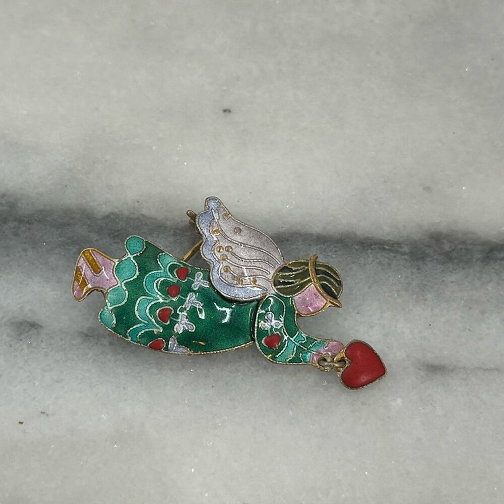 Angel Vermeil Enamel brooch